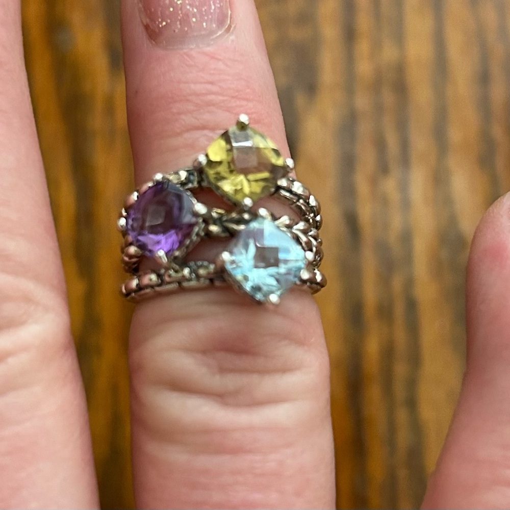 Jai Sterling Sliver Multi-Stone Ring - Picture 3 of 6